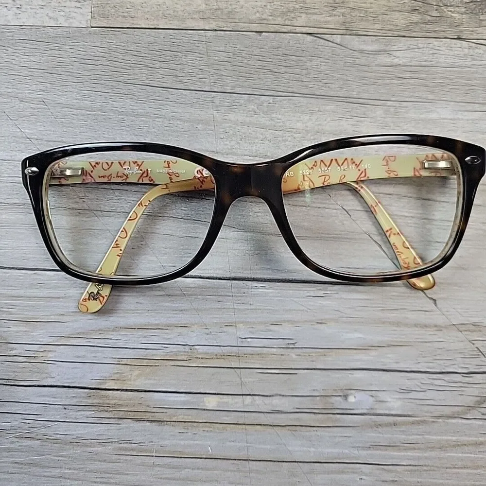 Ray BAN RB5228 5057 Eyeglasses Brown Tortoise Beige‎ FRAMES ONLY 53-17 140 Logo
